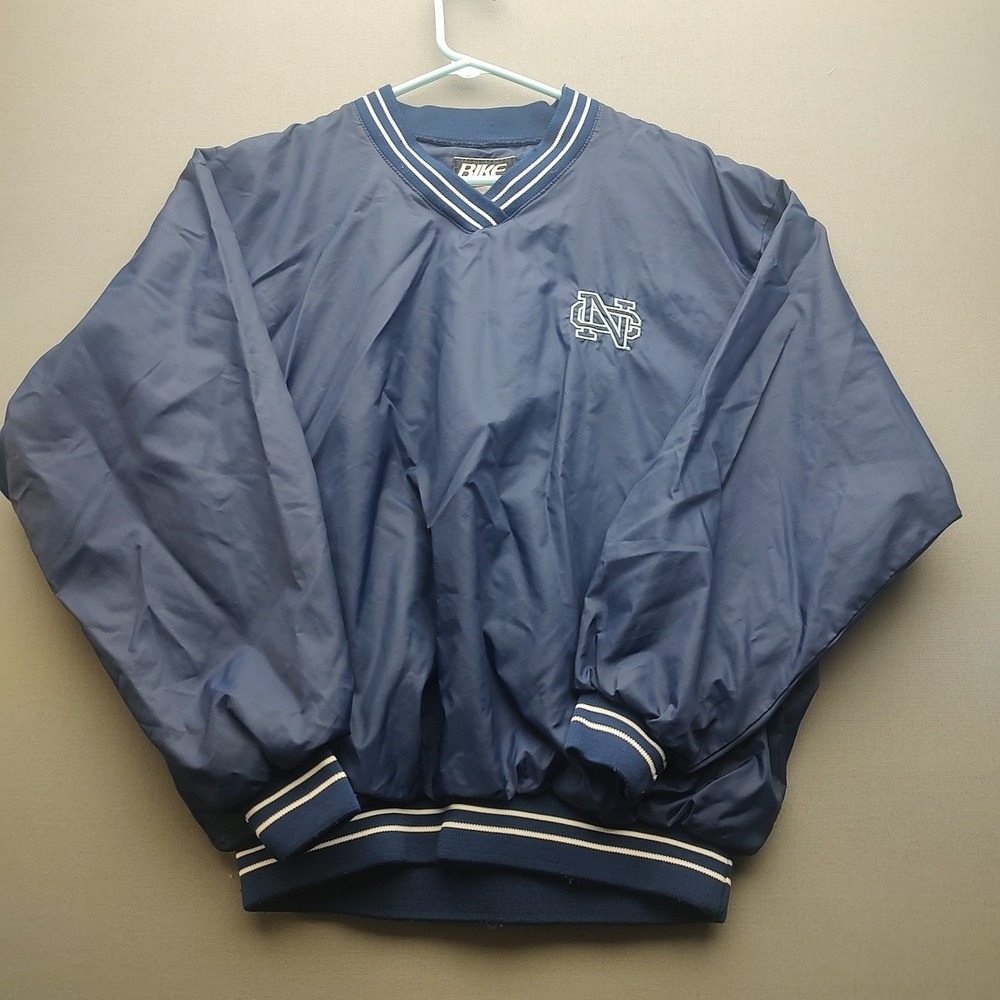 University Of North Carolina Bike Men's Blue Pullover Windbreaker Medium Long...